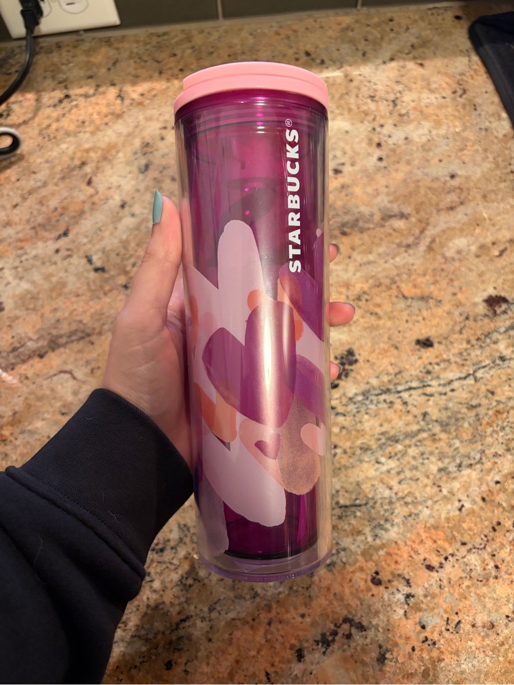 Starbucks Pink and Purple Heart Pattern Tumbler
